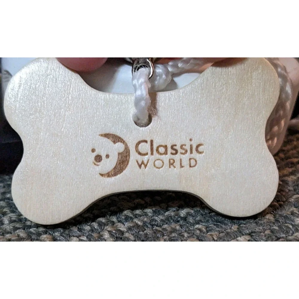 Wood Dog Pull Toy Childrens Classic World Wooden Puppy Hound Black White